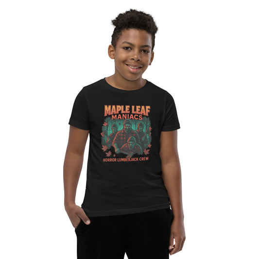 Maple Leaf Maniacs Youth Short Sleeve T-Shirt  from Rare Plus Apparel – unique movie & pop culture inspired design.