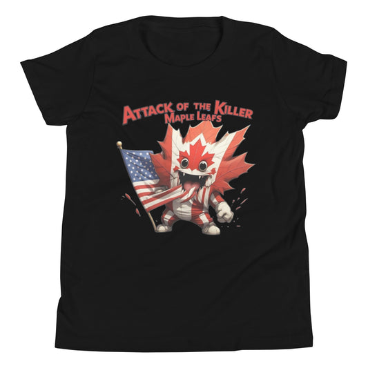 Maple Mayhem Youth Short Sleeve T-Shirt  from Rare Plus Apparel – unique movie & pop culture inspired design.