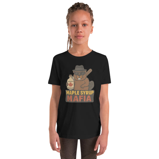 Maple Syrup Mafia Youth Short Sleeve T-Shirt  from Rare Plus Apparel – unique movie & pop culture inspired design.