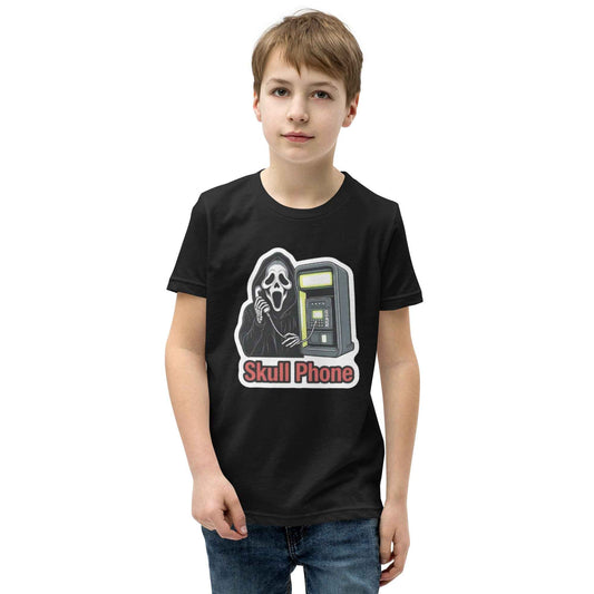 Skull Phone Skeleton Youth Short Sleeve T-Shirt
