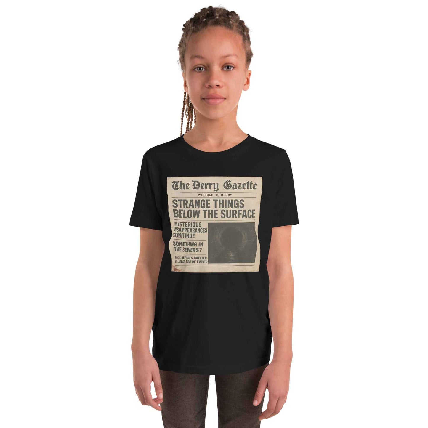 The Derry Gazette “Strange Things Below the Surface” Youth Short Sleeve T-Shirt