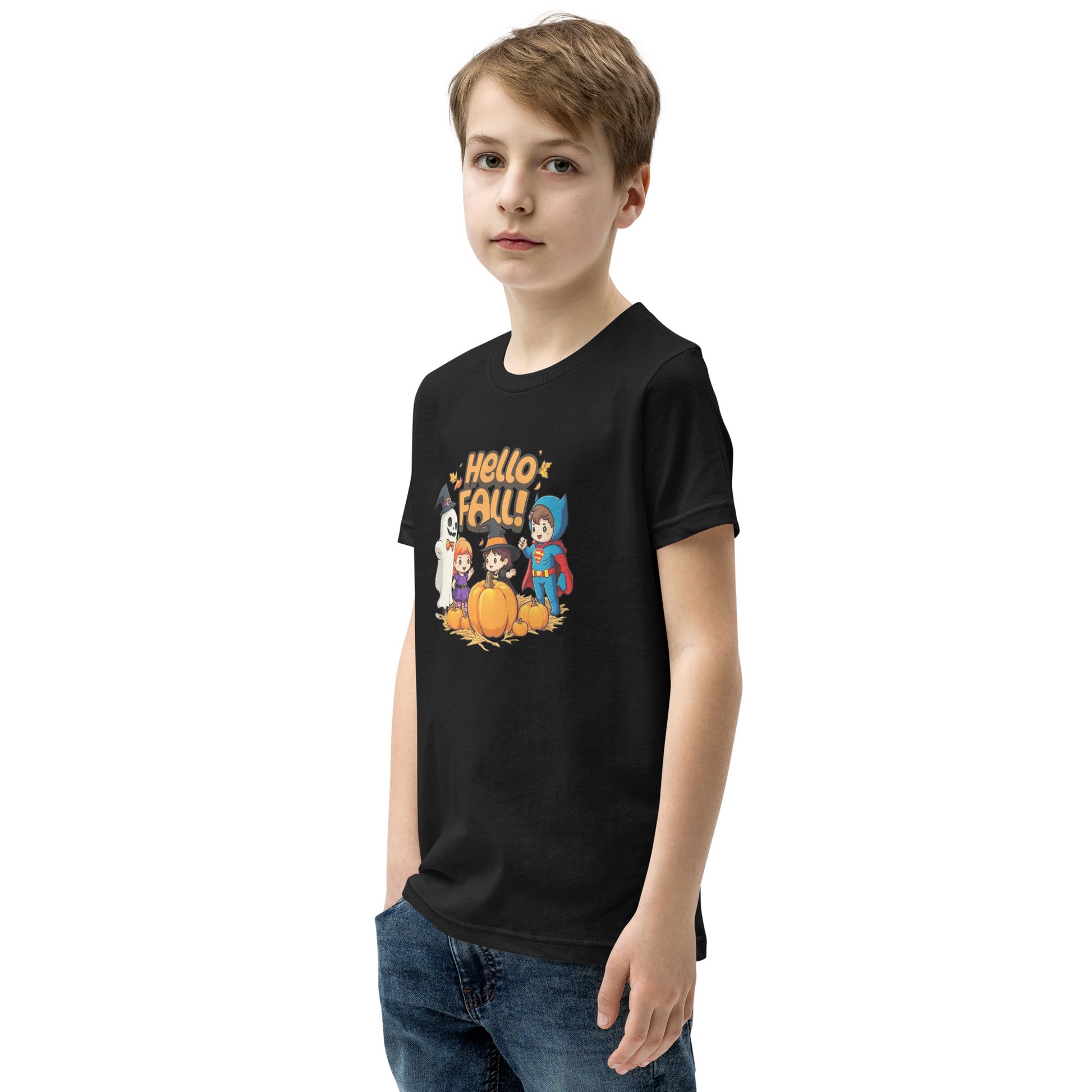 Hello Fall Youth Short Sleeve T-Shirt  from Rare Plus Apparel – unique movie & pop culture inspired design.