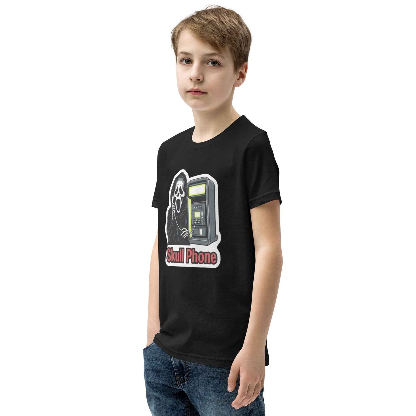 Skull Phone Skeleton Youth Short Sleeve T-Shirt