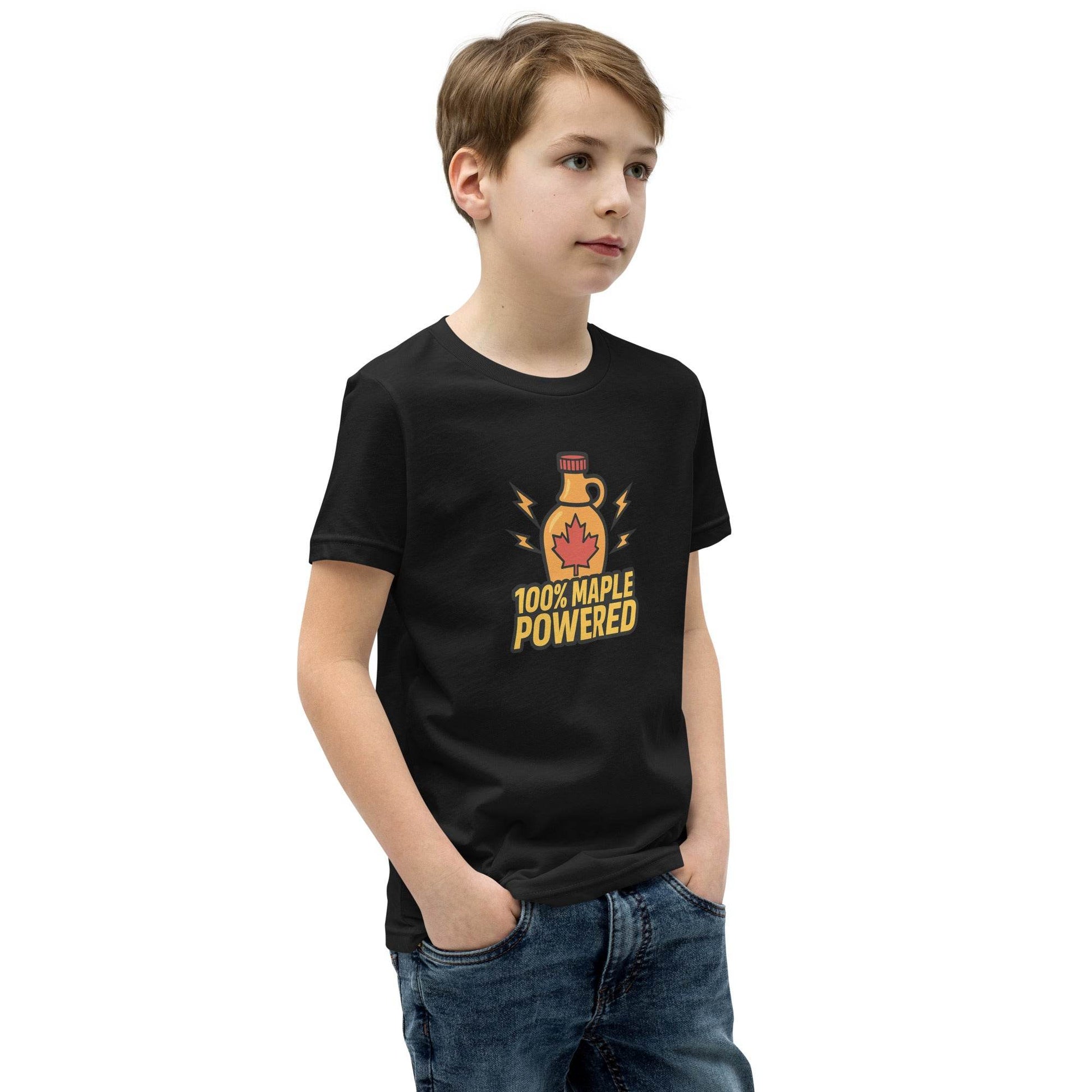 100% Maple Powered Youth Short Sleeve T-Shirt  from Rare Plus Apparel – unique movie & pop culture inspired design.