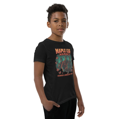 Maple Leaf Maniacs Youth Short Sleeve T-Shirt  from Rare Plus Apparel – unique movie & pop culture inspired design.