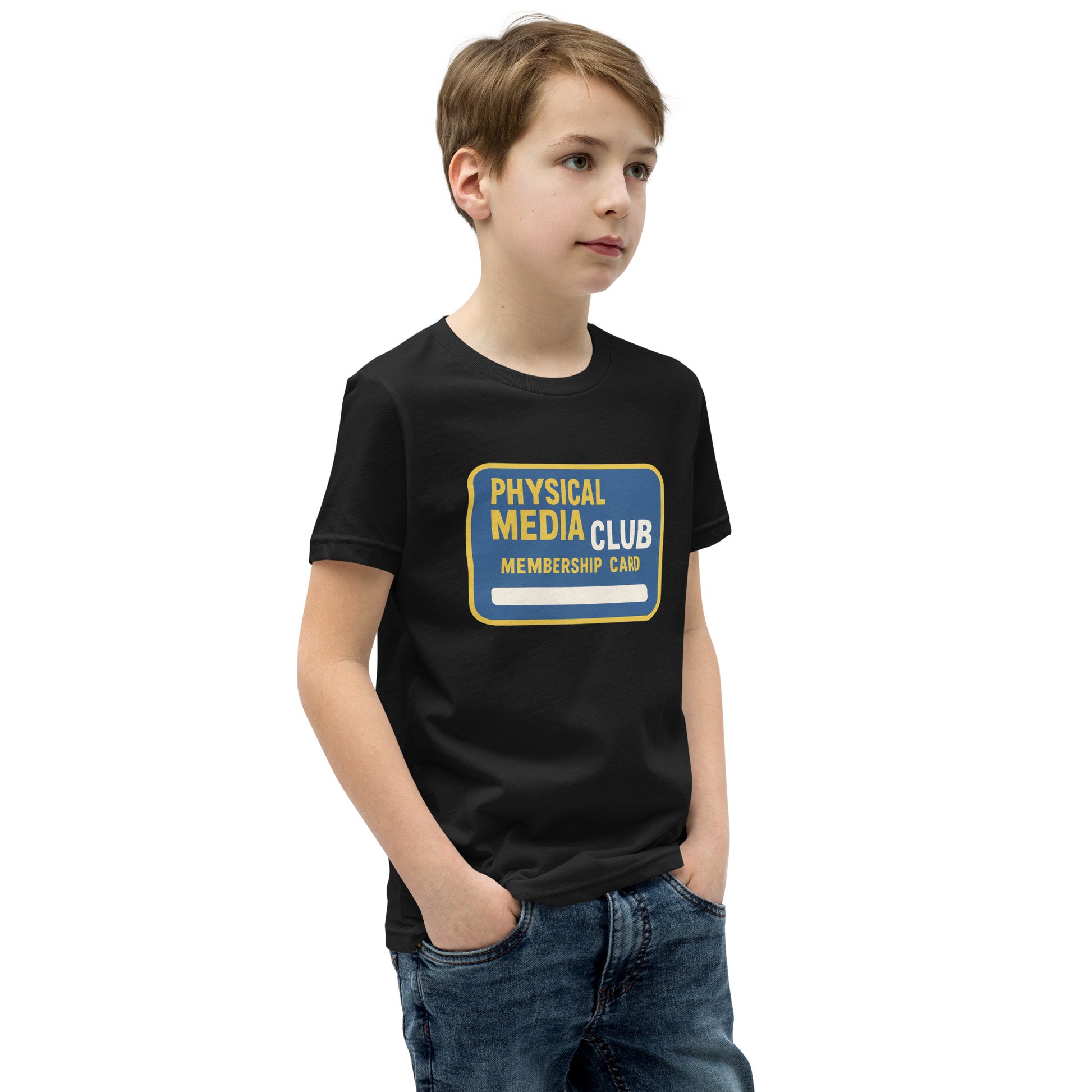 Physical Media Club Youth Short Sleeve T-Shirt  from Rare Plus Apparel – unique movie & pop culture inspired design.