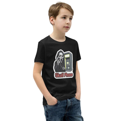 Skull Phone Skeleton Youth Short Sleeve T-Shirt