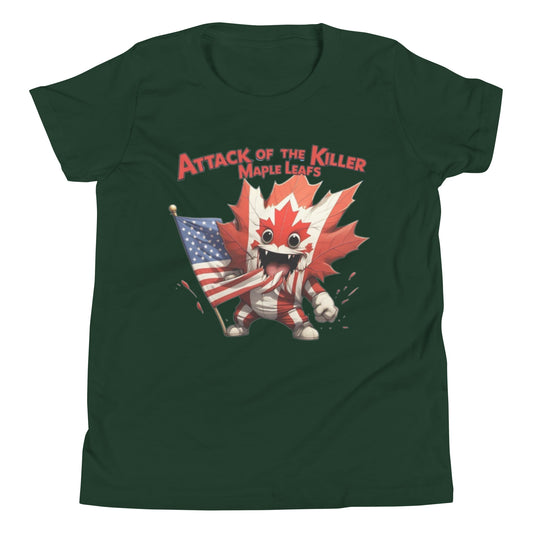 Maple Mayhem Youth Short Sleeve T-Shirt  from Rare Plus Apparel – unique movie & pop culture inspired design.