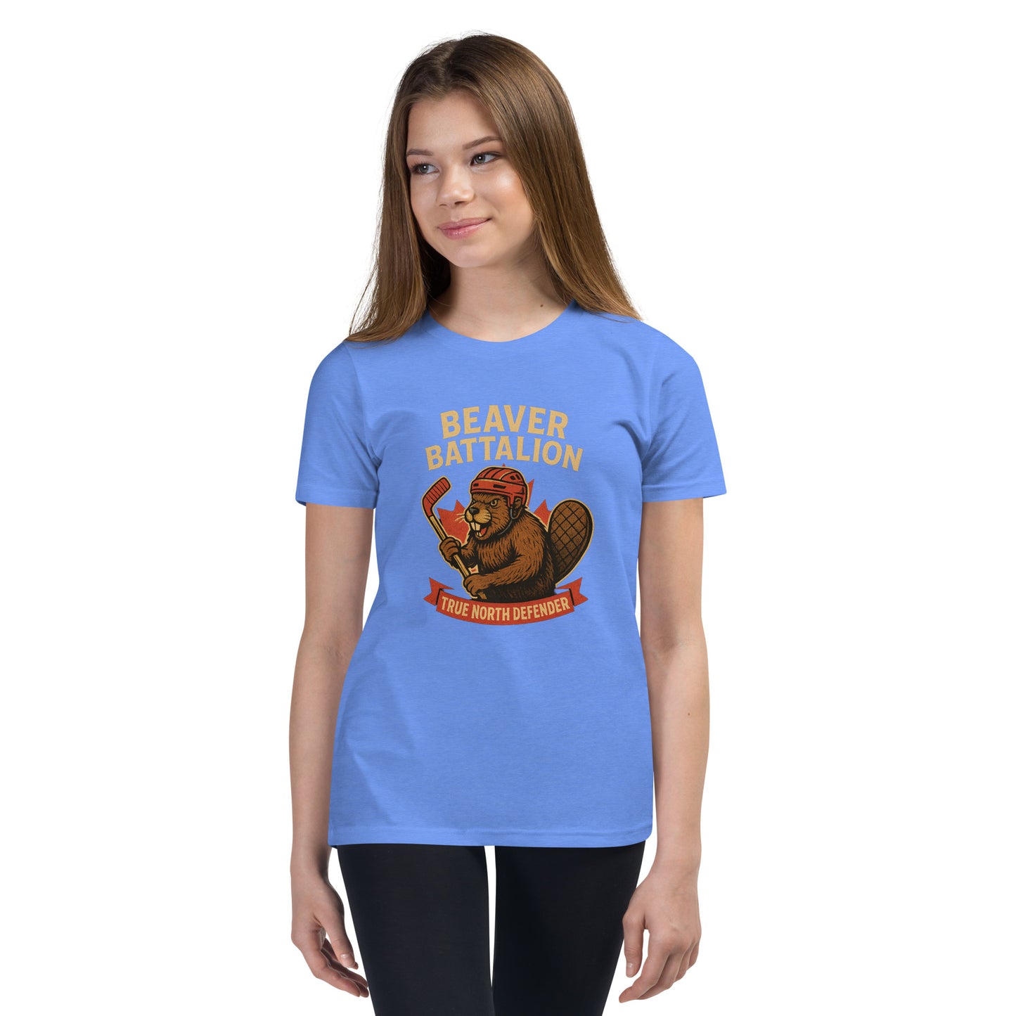Beaver Battalion – True North Defender Youth Short Sleeve T-Shirt  from Rare Plus Apparel – unique movie & pop culture inspired design.