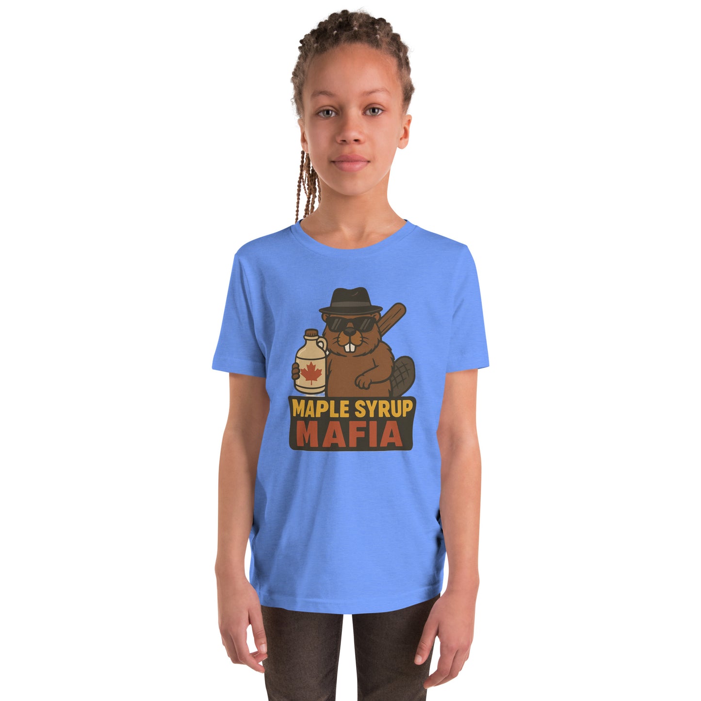 Maple Syrup Mafia Youth Short Sleeve T-Shirt  from Rare Plus Apparel – unique movie & pop culture inspired design.