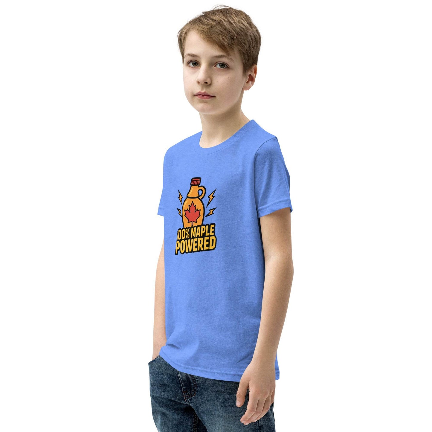 100% Maple Powered Youth Short Sleeve T-Shirt  from Rare Plus Apparel – unique movie & pop culture inspired design.