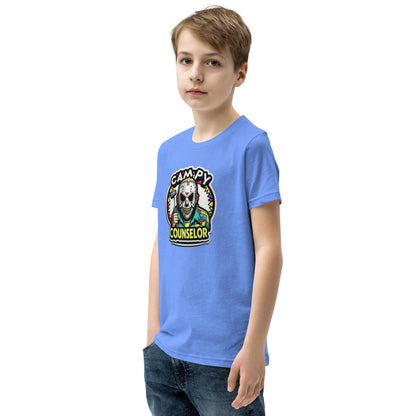 Campy Counselor Youth Short Sleeve T-Shirt  from Rare Plus Apparel – unique movie & pop culture inspired design.