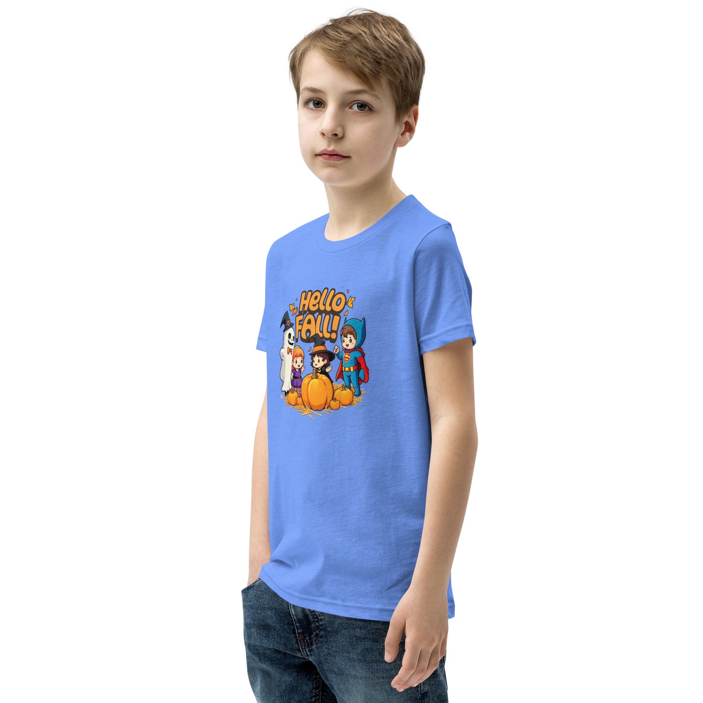 Hello Fall Youth Short Sleeve T-Shirt  from Rare Plus Apparel – unique movie & pop culture inspired design.