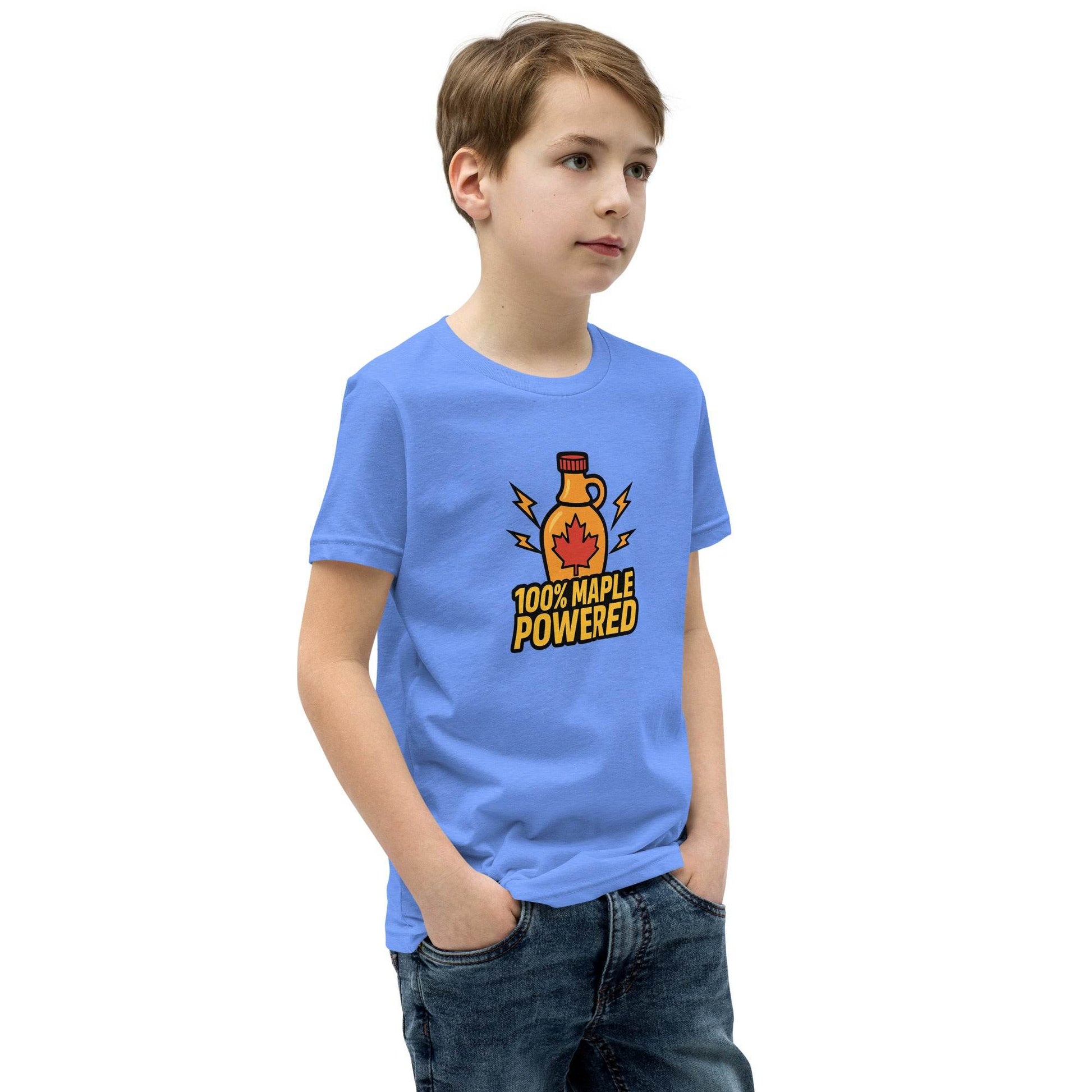 100% Maple Powered Youth Short Sleeve T-Shirt  from Rare Plus Apparel – unique movie & pop culture inspired design.