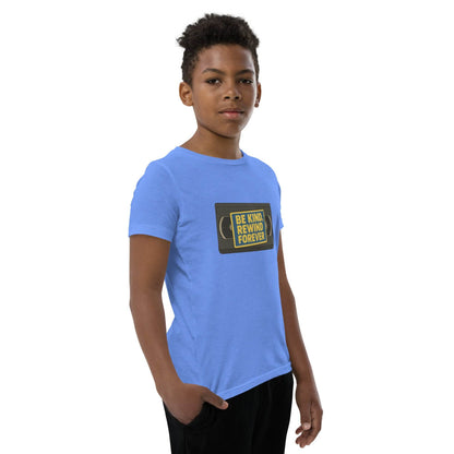 Be Kind, Rewind Forever Youth Short Sleeve T-Shirt  from Rare Plus Apparel – unique movie & pop culture inspired design.