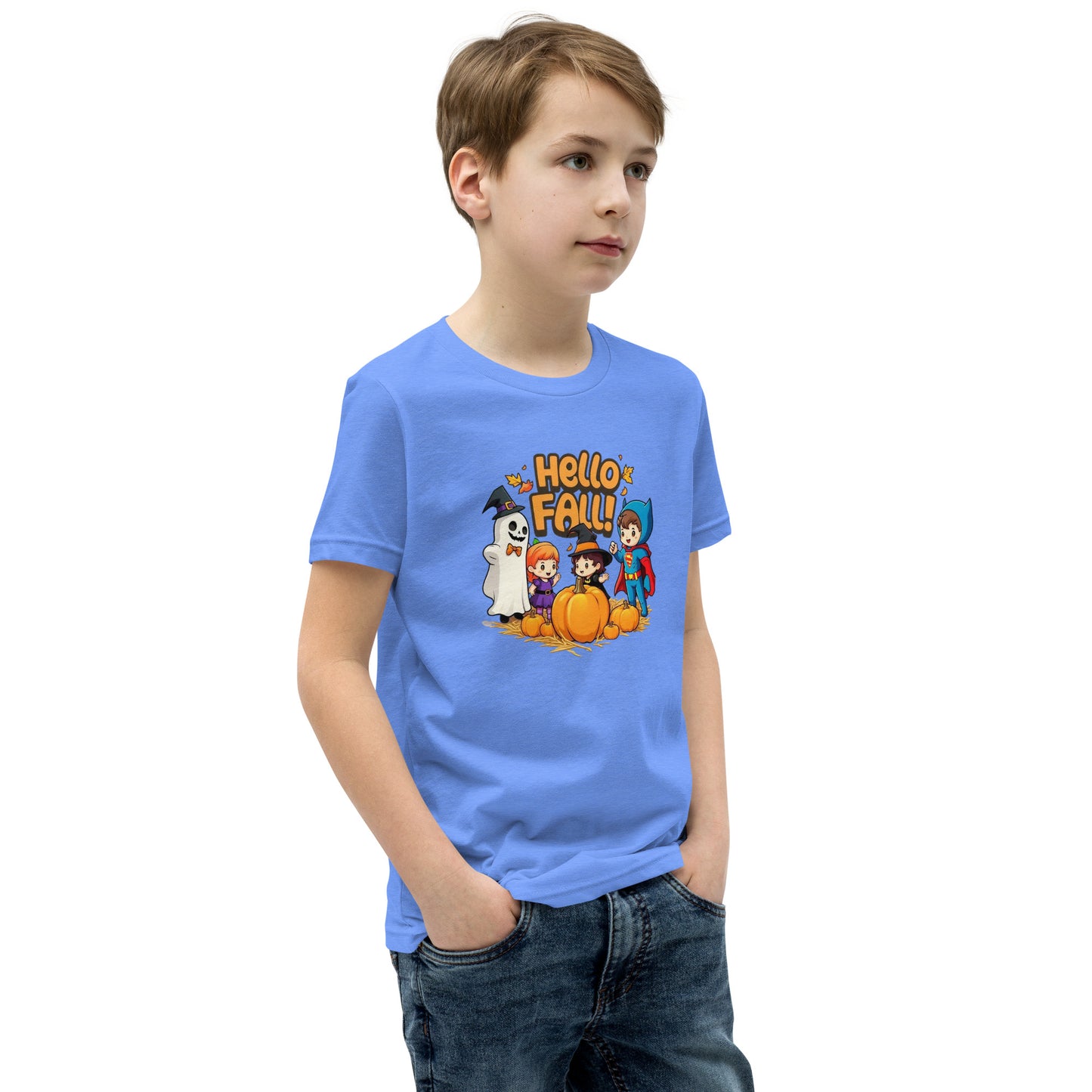 Hello Fall Youth Short Sleeve T-Shirt  from Rare Plus Apparel – unique movie & pop culture inspired design.