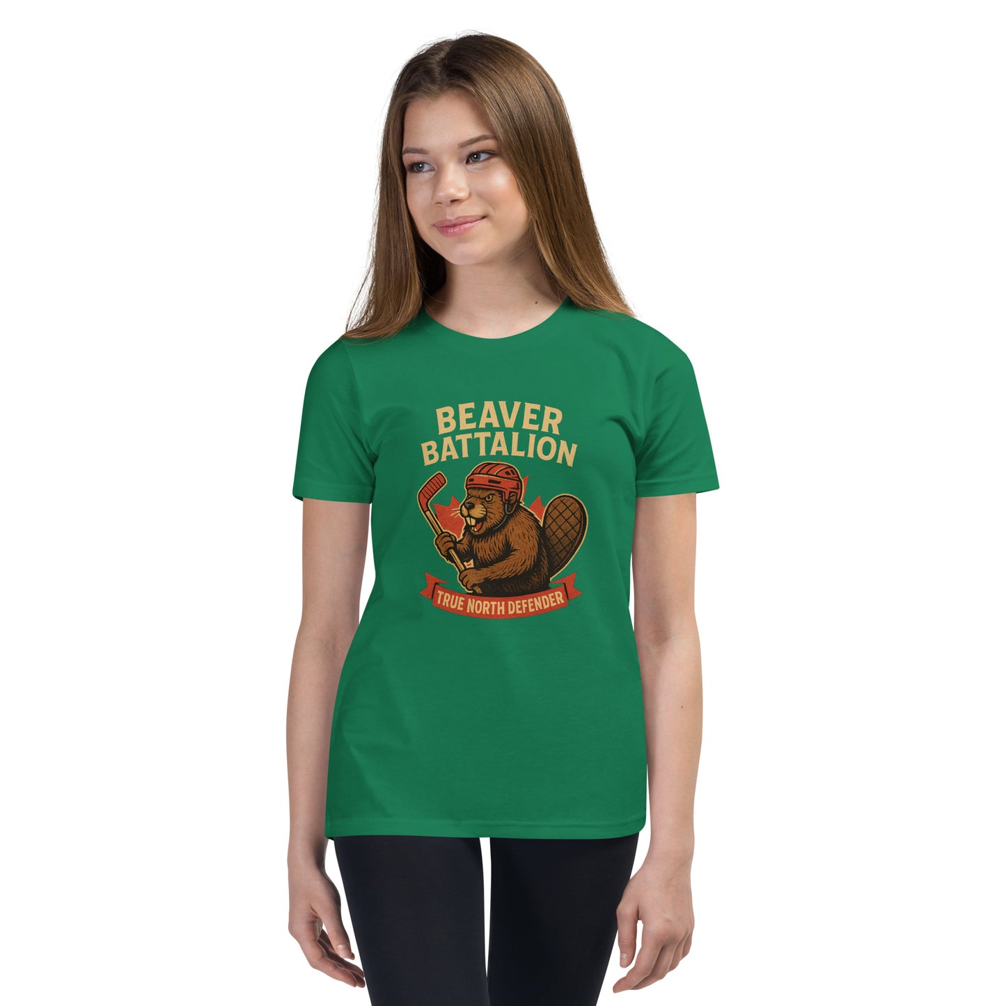 Beaver Battalion – True North Defender Youth Short Sleeve T-Shirt  from Rare Plus Apparel – unique movie & pop culture inspired design.