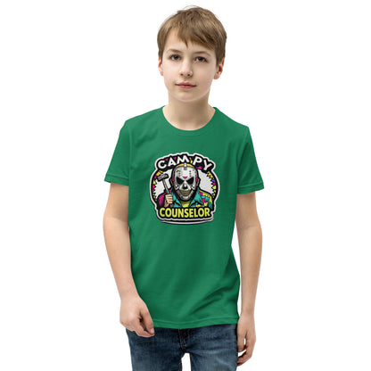 Campy Counselor Youth Short Sleeve T-Shirt  from Rare Plus Apparel – unique movie & pop culture inspired design.