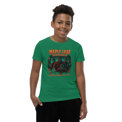 Maple Leaf Maniacs Youth Short Sleeve T-Shirt  from Rare Plus Apparel – unique movie & pop culture inspired design.