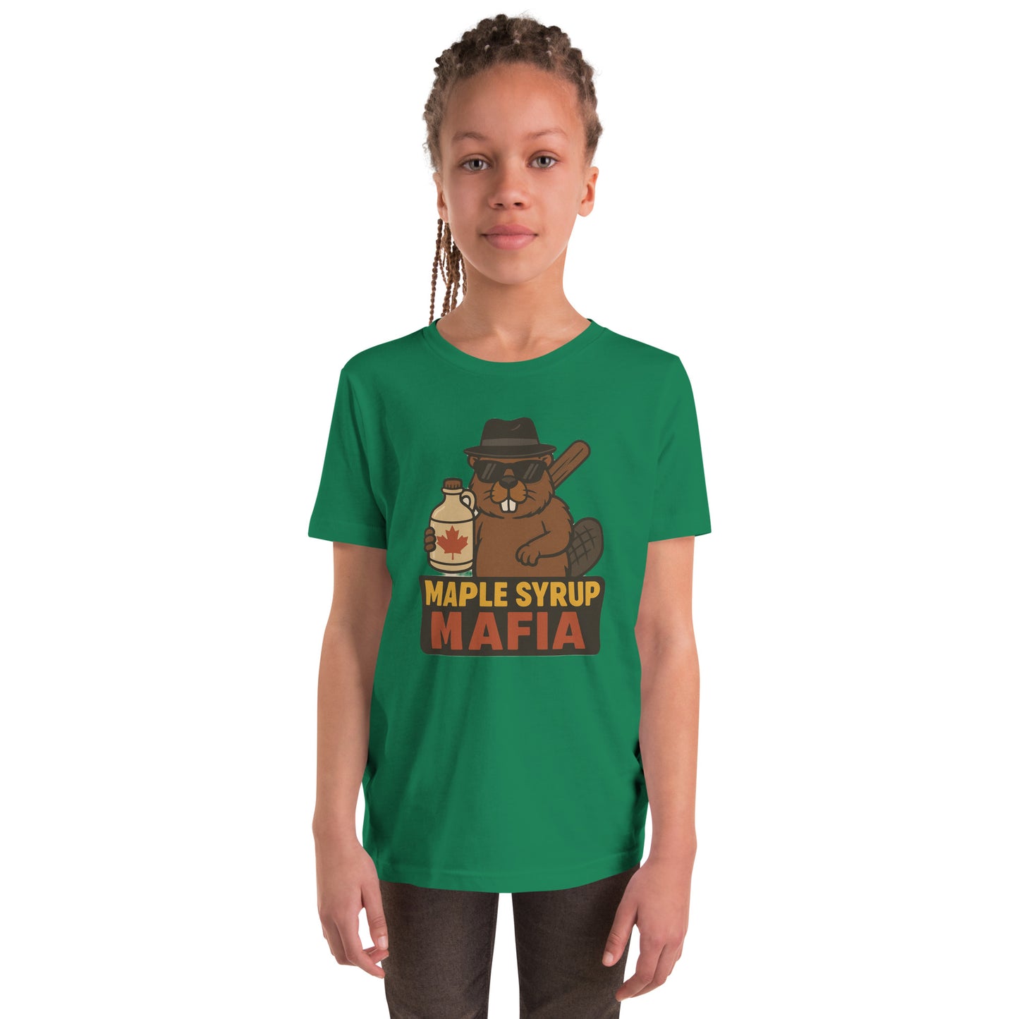 Maple Syrup Mafia Youth Short Sleeve T-Shirt  from Rare Plus Apparel – unique movie & pop culture inspired design.