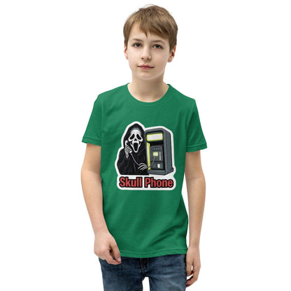 Skull Phone Skeleton Youth Short Sleeve T-Shirt
