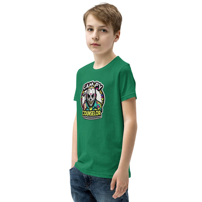 Campy Counselor Youth Short Sleeve T-Shirt  from Rare Plus Apparel – unique movie & pop culture inspired design.