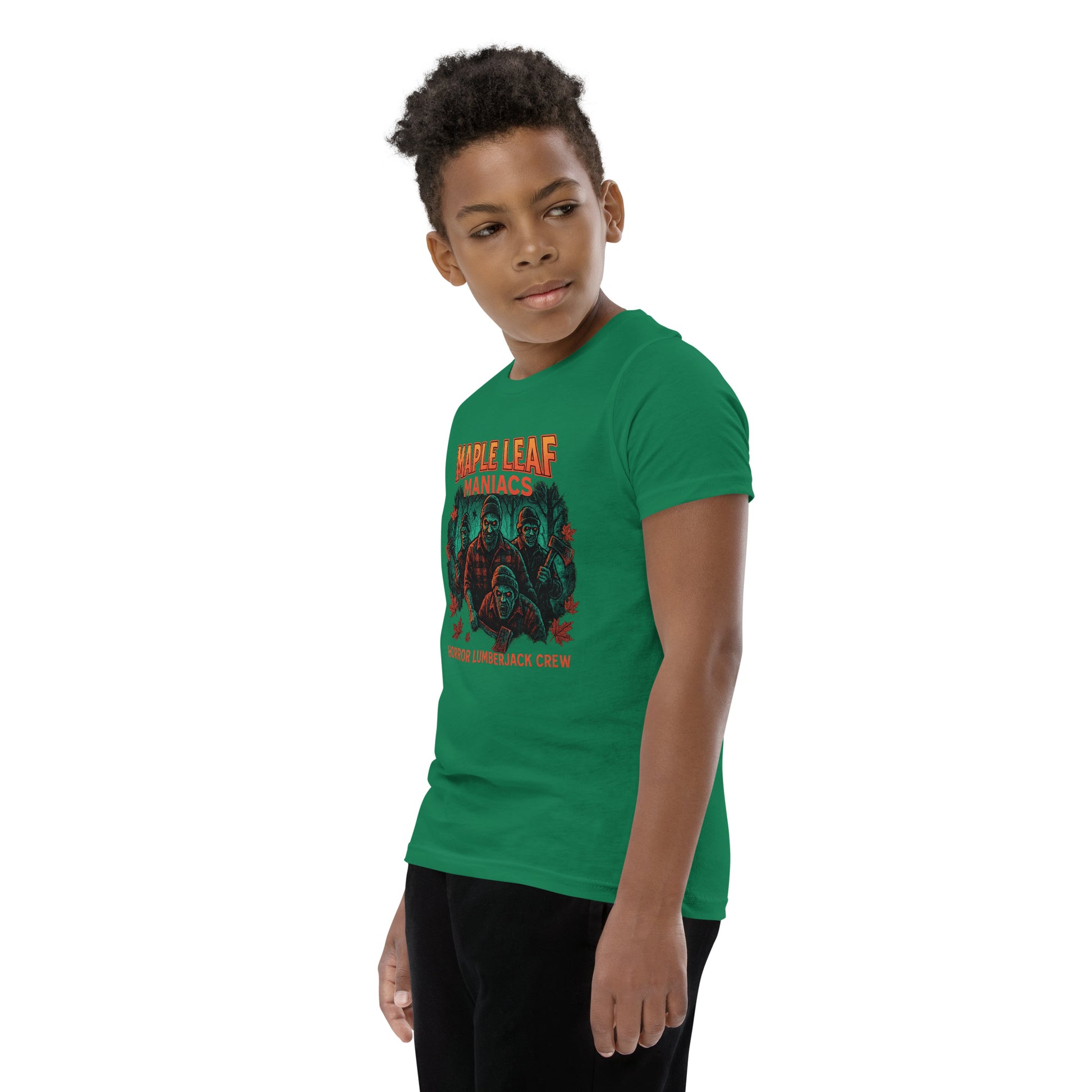 Maple Leaf Maniacs Youth Short Sleeve T-Shirt  from Rare Plus Apparel – unique movie & pop culture inspired design.