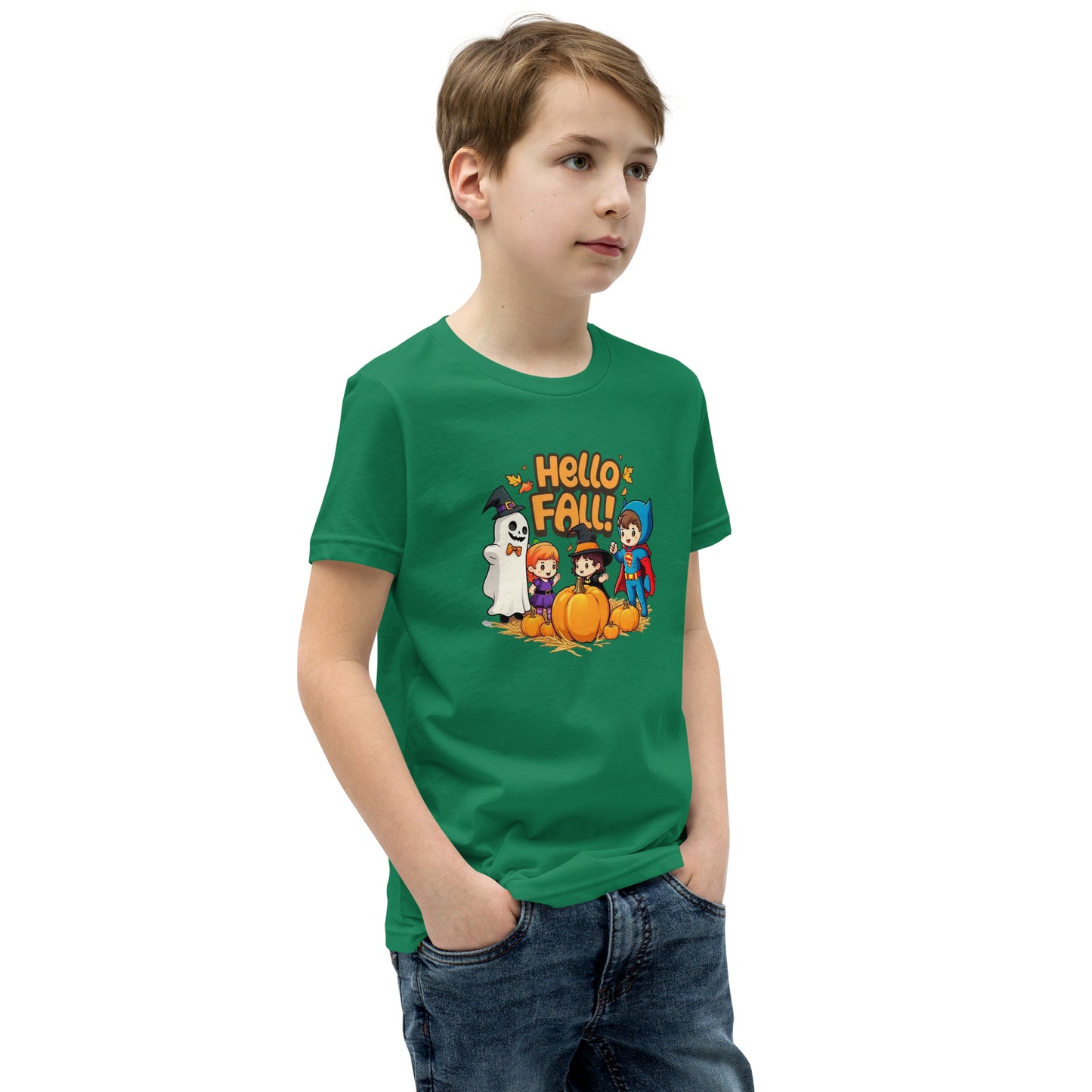 Hello Fall Youth Short Sleeve T-Shirt  from Rare Plus Apparel – unique movie & pop culture inspired design.