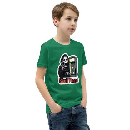 Skull Phone Skeleton Youth Short Sleeve T-Shirt