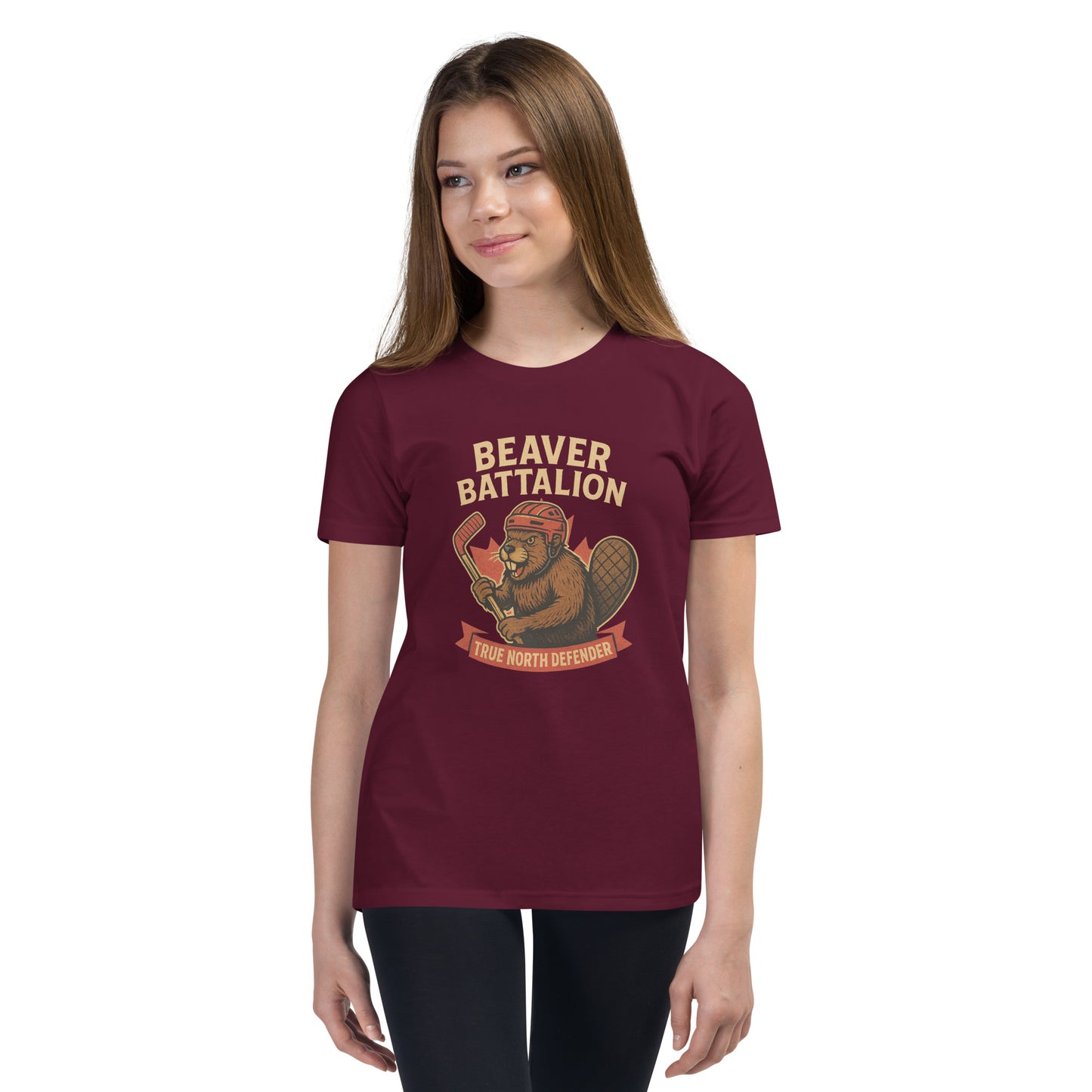 Beaver Battalion – True North Defender Youth Short Sleeve T-Shirt  from Rare Plus Apparel – unique movie & pop culture inspired design.