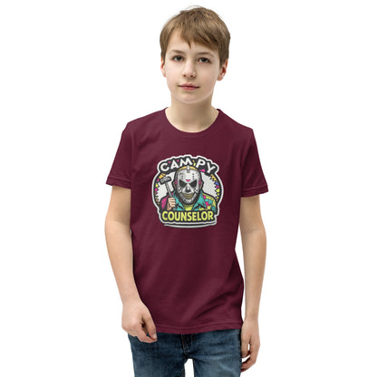 Campy Counselor Youth Short Sleeve T-Shirt  from Rare Plus Apparel – unique movie & pop culture inspired design.