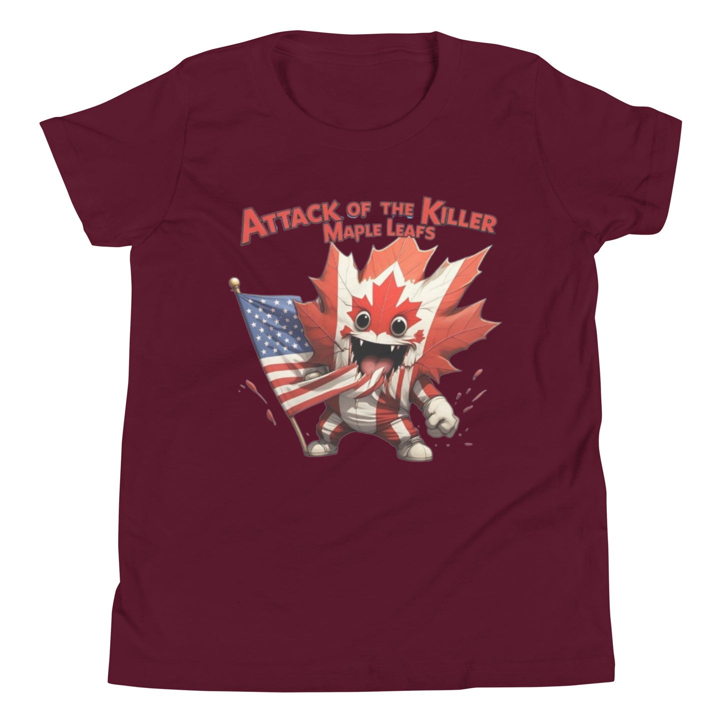 Maple Mayhem Youth Short Sleeve T-Shirt  from Rare Plus Apparel – unique movie & pop culture inspired design.