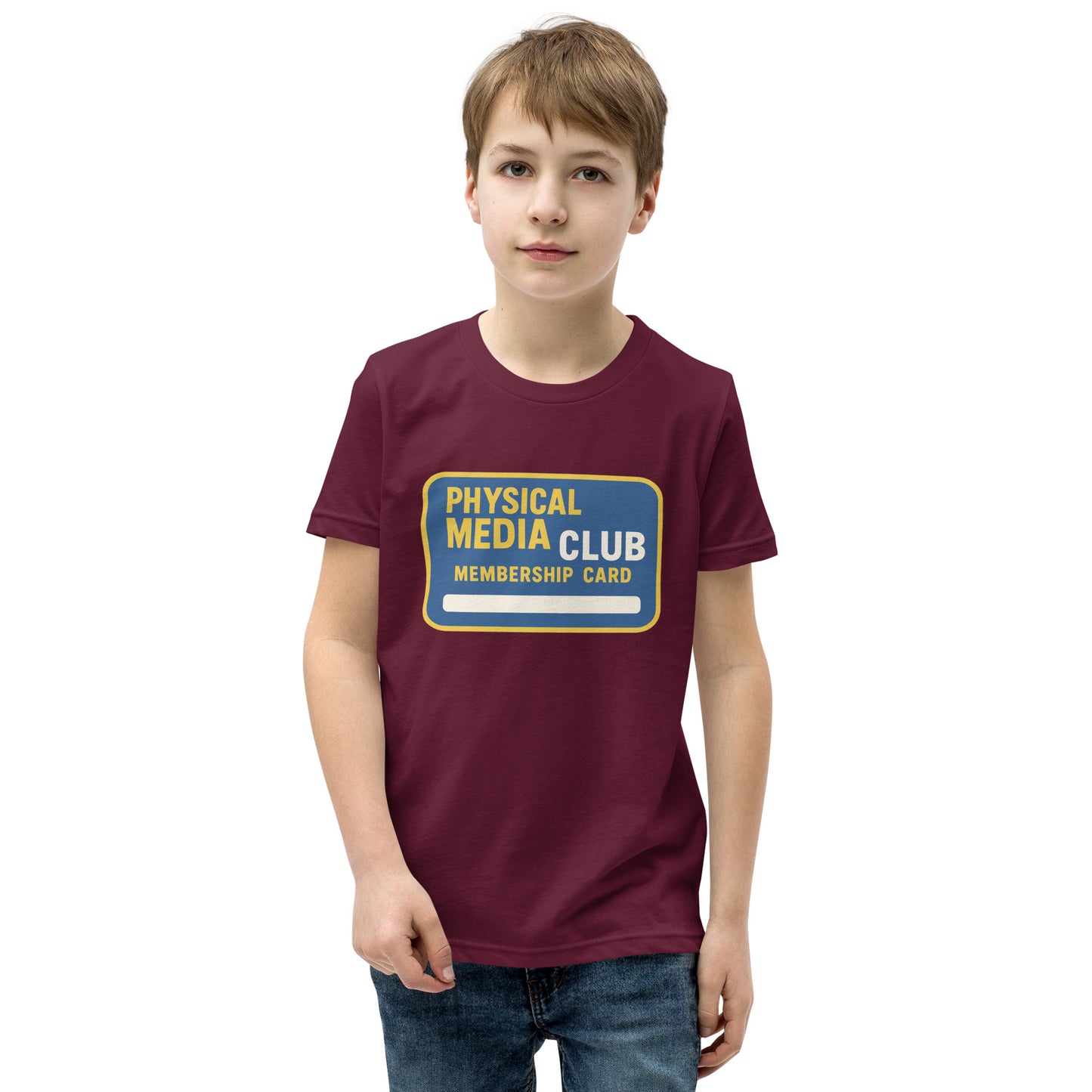 Physical Media Club Youth Short Sleeve T-Shirt  from Rare Plus Apparel – unique movie & pop culture inspired design.
