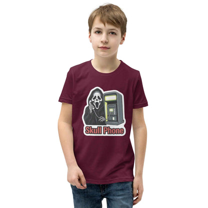 Skull Phone Skeleton Youth Short Sleeve T-Shirt