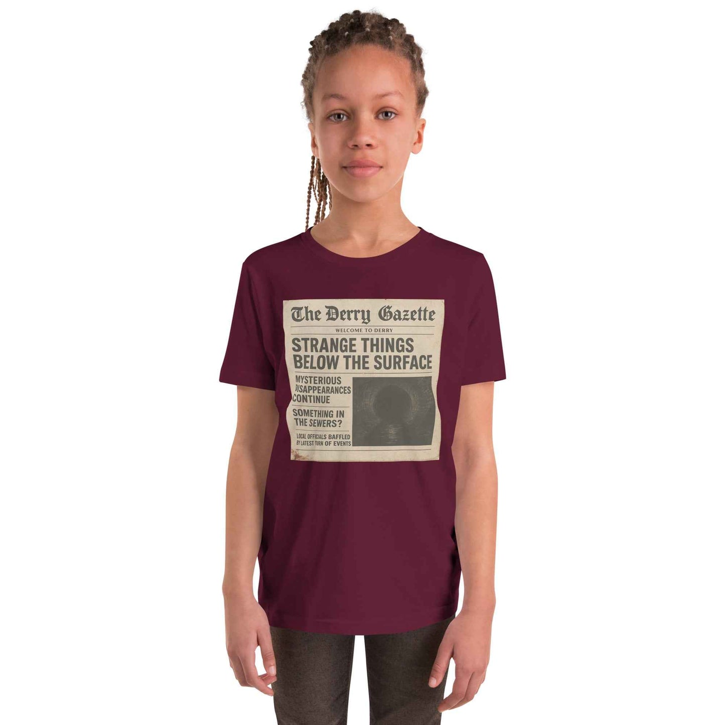 The Derry Gazette “Strange Things Below the Surface” Youth Short Sleeve T-Shirt