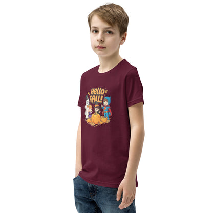Hello Fall Youth Short Sleeve T-Shirt  from Rare Plus Apparel – unique movie & pop culture inspired design.