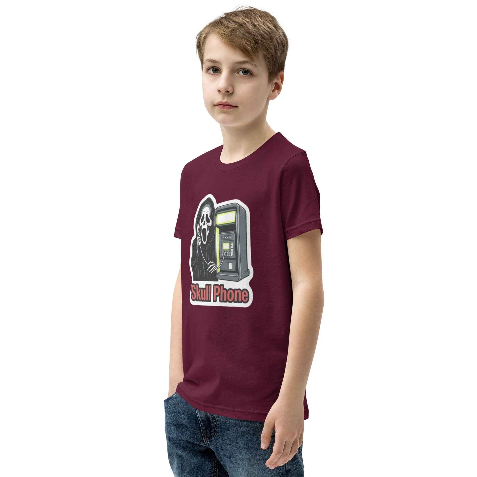 Skull Phone Skeleton Youth Short Sleeve T-Shirt