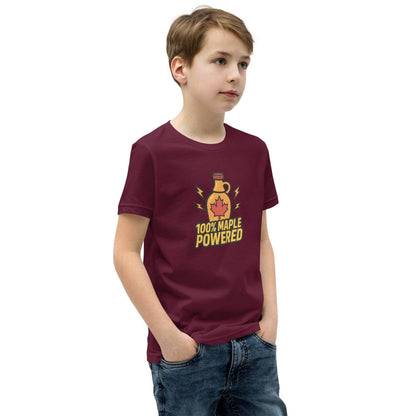100% Maple Powered Youth Short Sleeve T-Shirt  from Rare Plus Apparel – unique movie & pop culture inspired design.