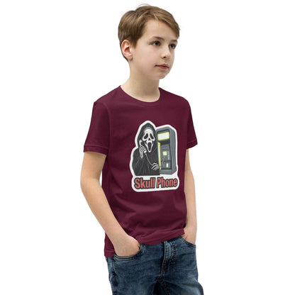 Skull Phone Skeleton Youth Short Sleeve T-Shirt