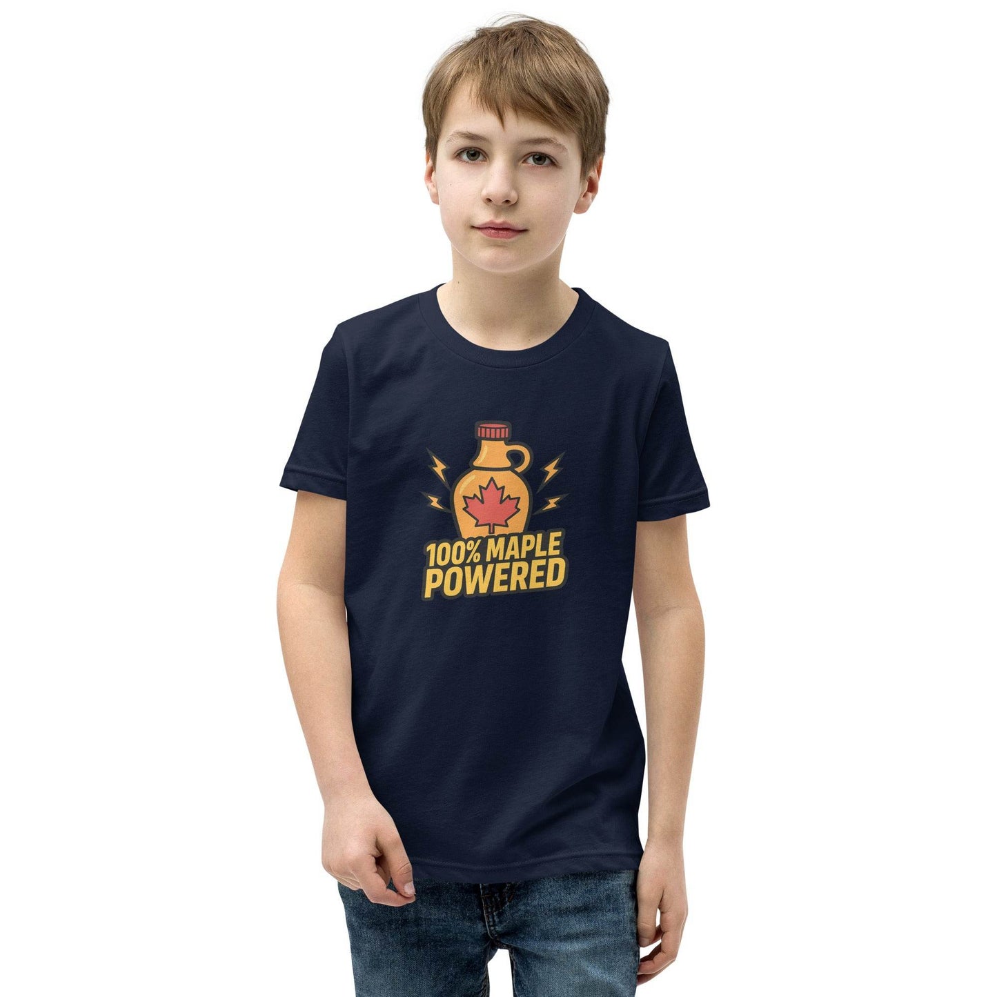100% Maple Powered Youth Short Sleeve T-Shirt  from Rare Plus Apparel – unique movie & pop culture inspired design.