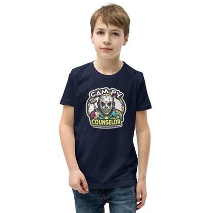 Campy Counselor Youth Short Sleeve T-Shirt  from Rare Plus Apparel – unique movie & pop culture inspired design.