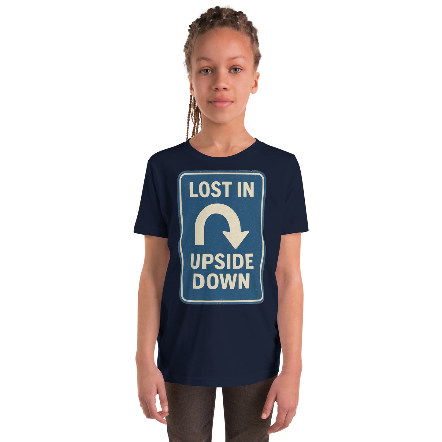 Lost in the Upside Down Youth Short Sleeve T-Shirt  from Rare Plus Apparel – unique movie & pop culture inspired design.