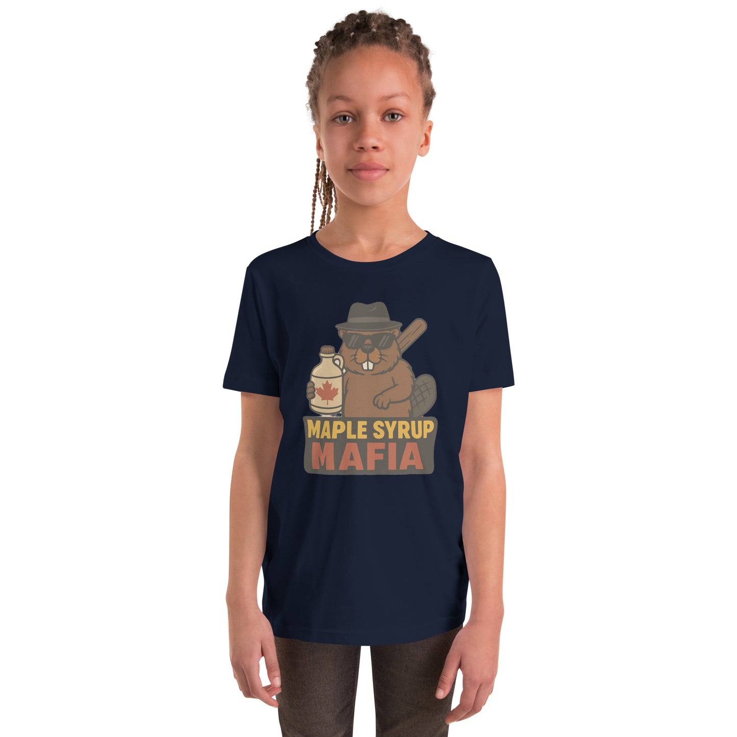Maple Syrup Mafia Youth Short Sleeve T-Shirt  from Rare Plus Apparel – unique movie & pop culture inspired design.