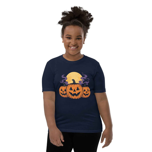 “Midnight Pumpkins” The Jack-O-Lantern Parade Youth Short Sleeve T-Shirt