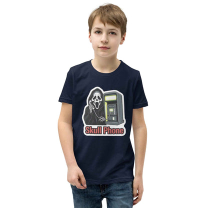 Skull Phone Skeleton Youth Short Sleeve T-Shirt