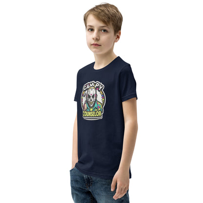 Campy Counselor Youth Short Sleeve T-Shirt  from Rare Plus Apparel – unique movie & pop culture inspired design.