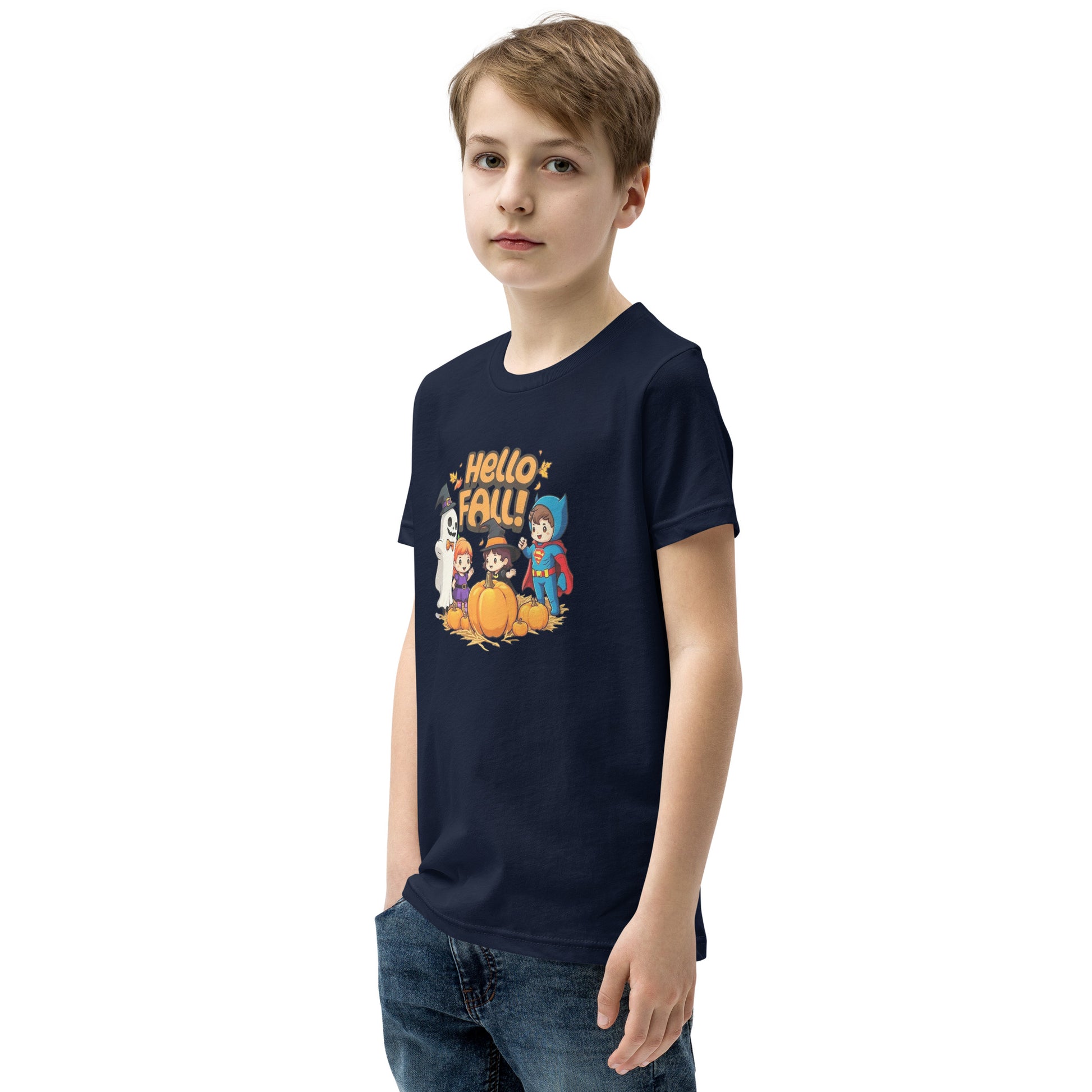 Hello Fall Youth Short Sleeve T-Shirt  from Rare Plus Apparel – unique movie & pop culture inspired design.