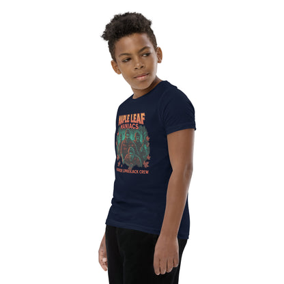 Maple Leaf Maniacs Youth Short Sleeve T-Shirt  from Rare Plus Apparel – unique movie & pop culture inspired design.