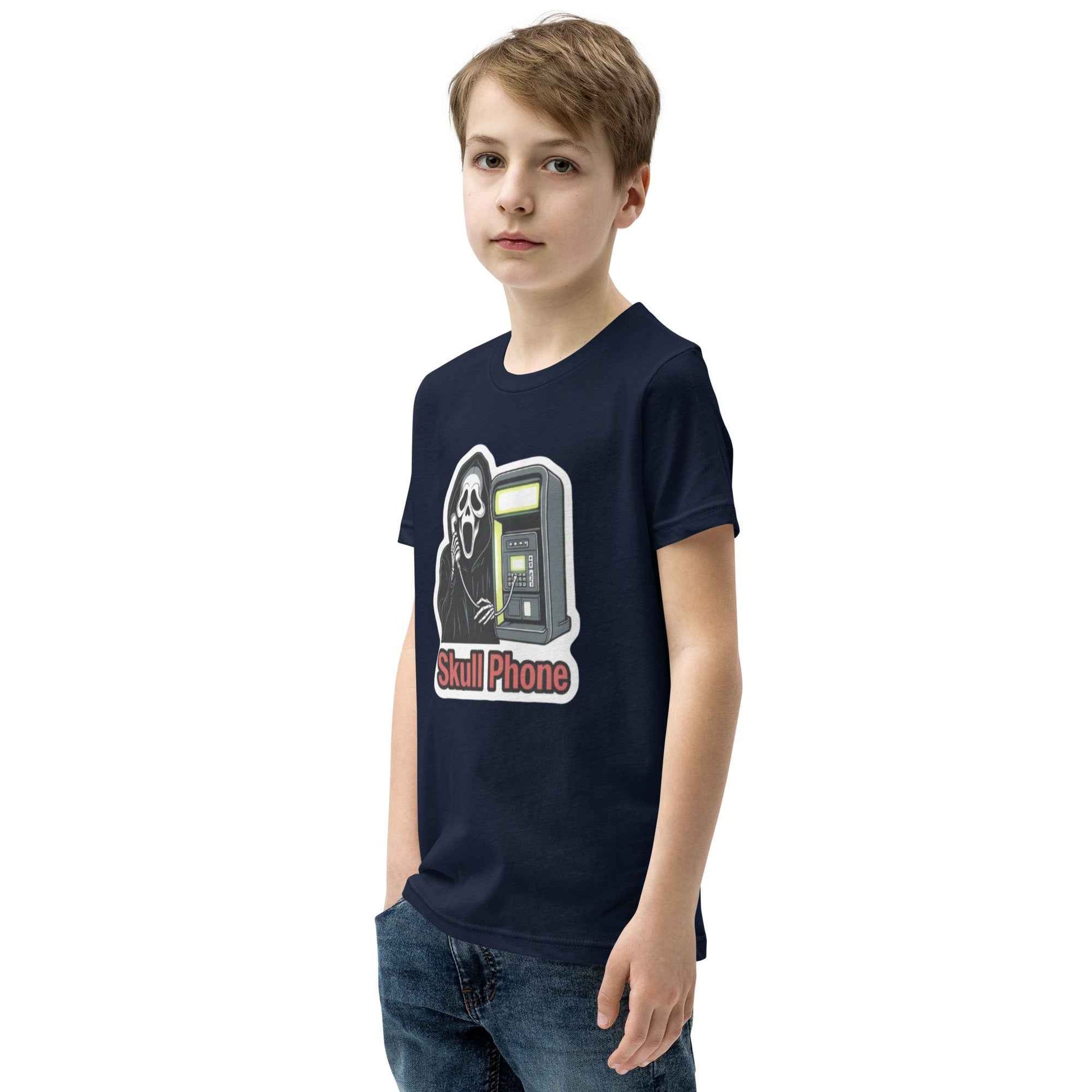 Skull Phone Skeleton Youth Short Sleeve T-Shirt