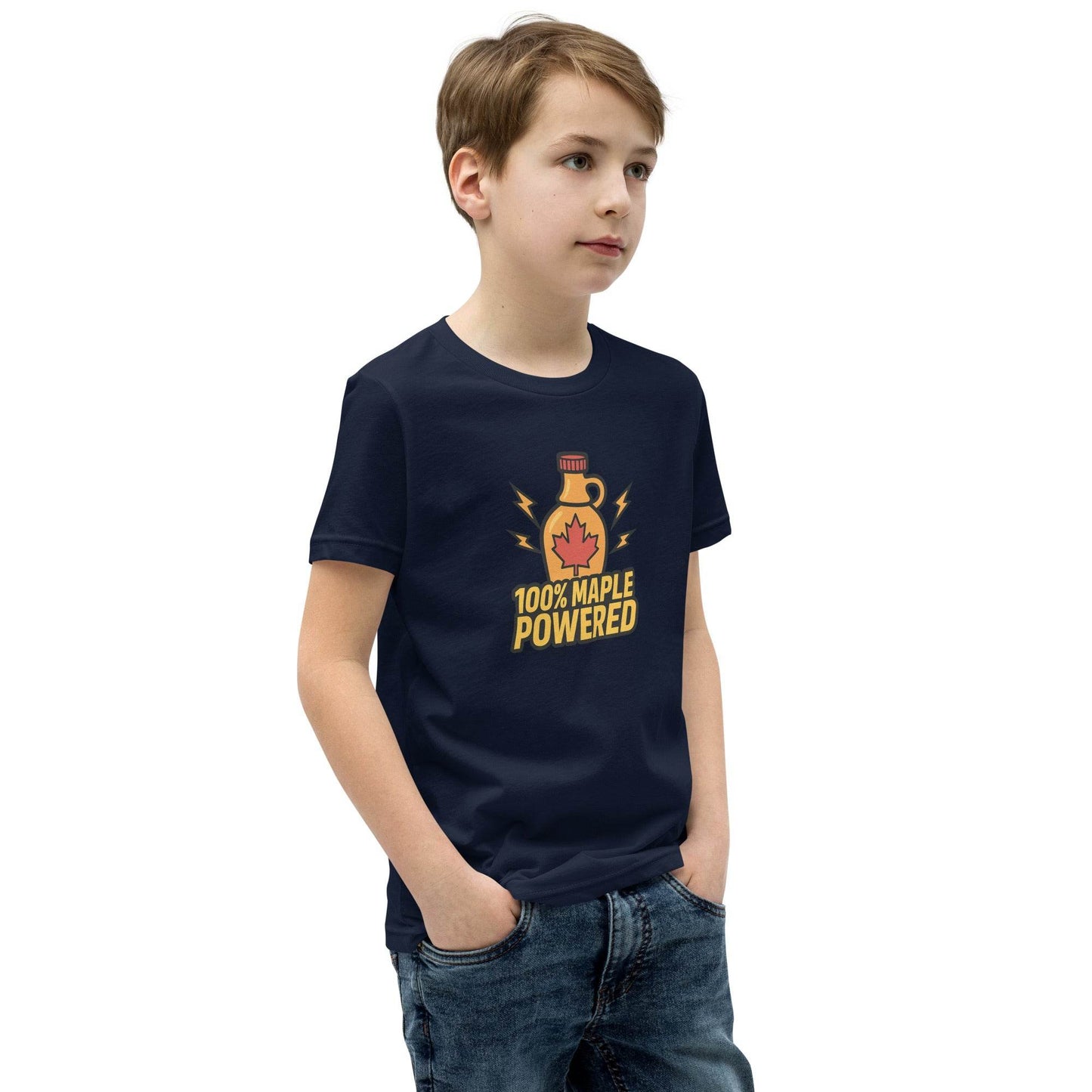 100% Maple Powered Youth Short Sleeve T-Shirt  from Rare Plus Apparel – unique movie & pop culture inspired design.